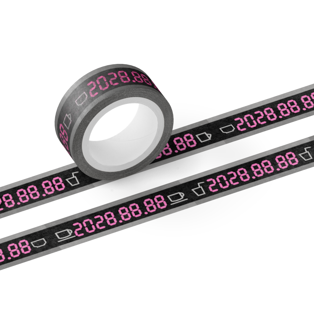 日付けテープサンプル画像赤文字　5㎝版