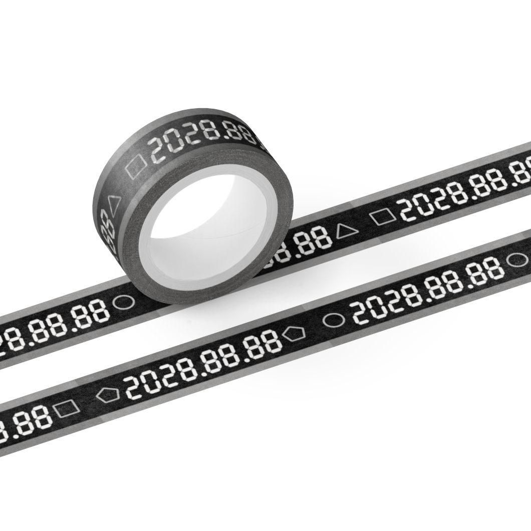 日付けテープサンプル画像白文字　5㎝版